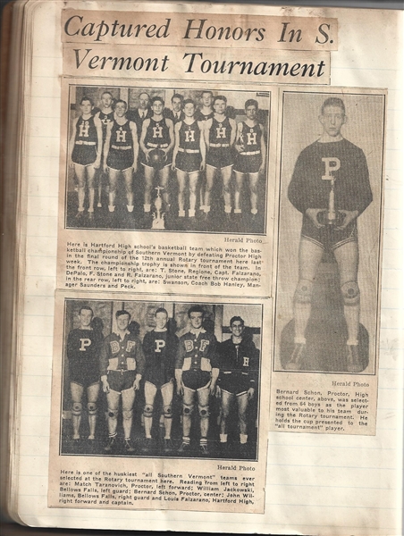 1932 - 33 Vermont Area (New England) Basketball Scrapbook