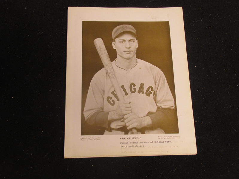 1910 - 1957 Billy Herman (HOF - Chicago Cubs) M114 Photo Premium