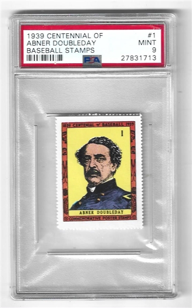 1939 Centennial of Baseball - Abner Doubleday - Baseball Stamps Graded PSA 9 