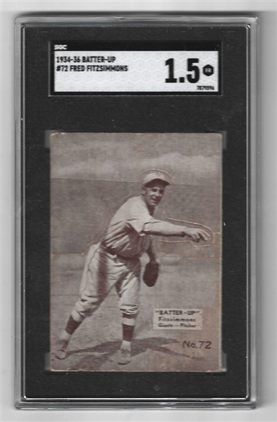 1934 Batter Up - Fred Fitzsimmons (NY Giants) Baseball Card SGC Graded 1.5