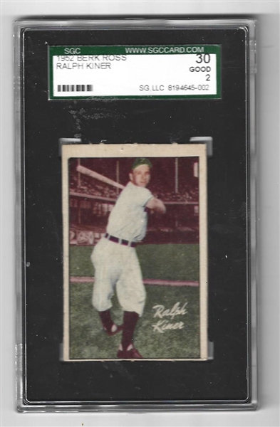 1952 Berk Ross - Ralph Kiner (HOF) - SGC Graded 2 - Baseball Card 