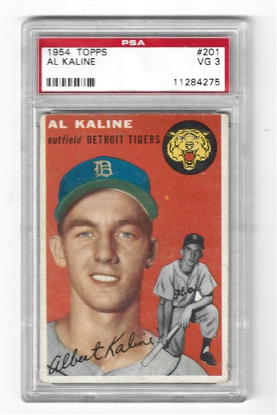 1954 Al Kaline (HOF) Rookie Card - # 201 - PSA Graded 3