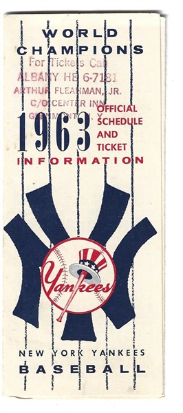 1963 NY Yankees (AL Champs) Fold Open Official Schedule with a Bill Stafford Autograph