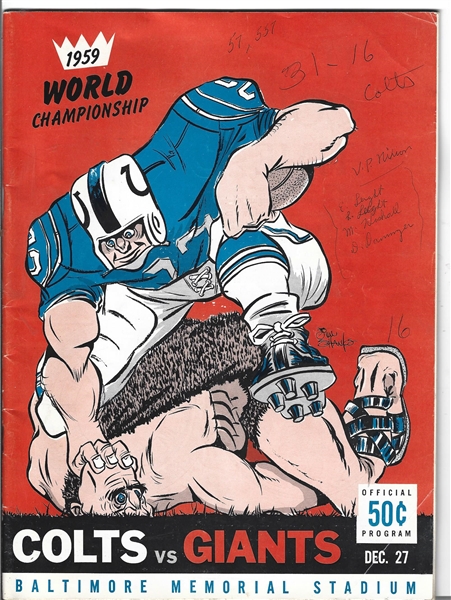 1959 NFL Championship (Baltimore Colts vs. NY Giants) Official Program at Baltimore