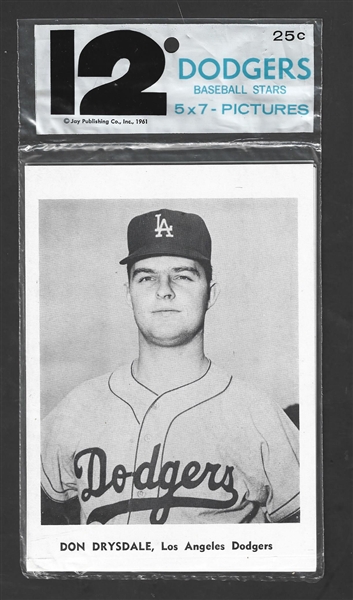 1961 LA Dodgers Photo Pack of (12) with Don Drysdale on Top