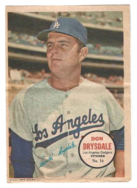 1967 Topps Pin-Ups -Don Drysdale (HOF)