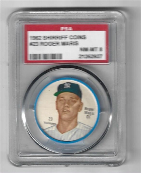 1962 Roger Maris (NY Yankees) Shirriff Coin PSA Graded 8