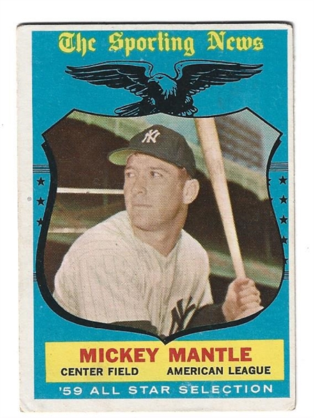 1959 Mickey Mantle (HOF) Topps All-Star Card - Raw Ungraded