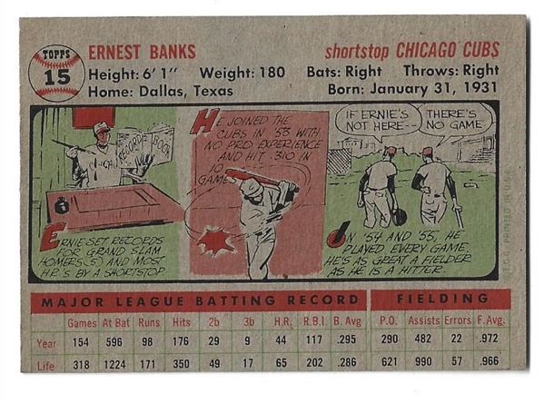 1956 Ernie Banks (HOF) Topps Baseball Card - Visually Appealing