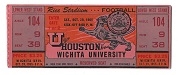 1955 U. of Houston (NCAA College Football) Official Ticket vs. Wichita U. 