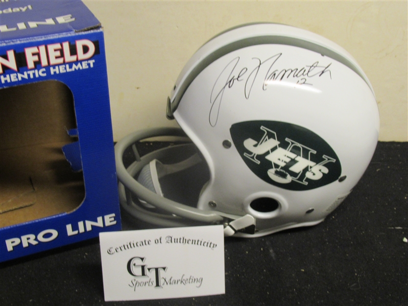 Riddell Throw Back Football Helmet - Joe Namath (HOF) Autographed by Joe Namath