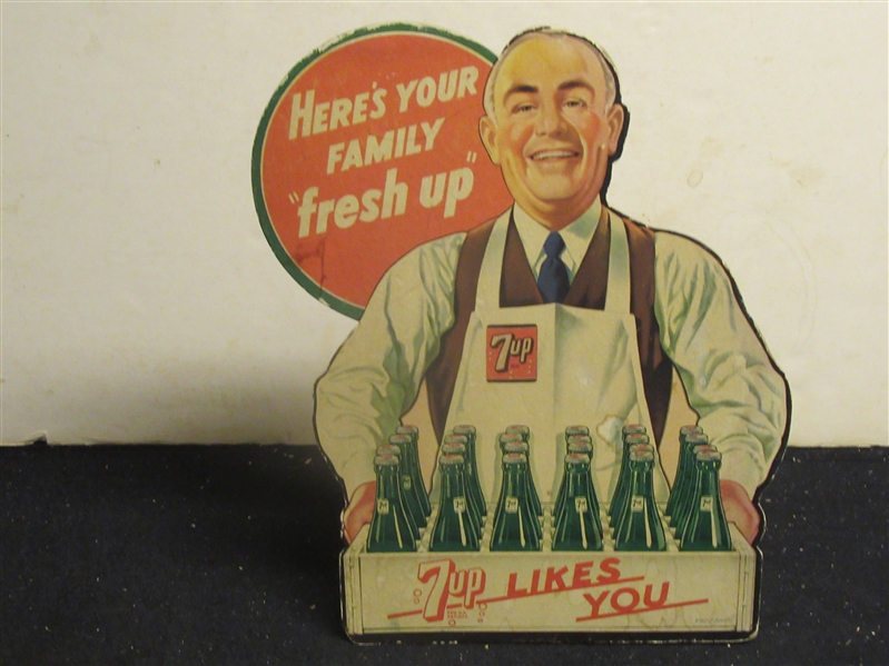 C. 1940's 7UP Cardboard Countertop Display Piece with Easel