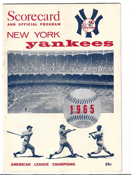 1965 NY Yankees (AL) vs. Boston Red Sox Official Program