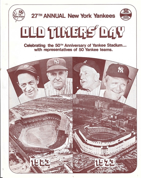 1973 NY Yankees 27th Annual Old Timer's Day (4) Page Program 