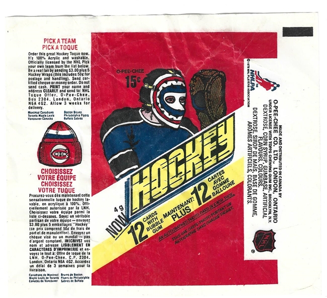 1977-78 O-Pee-Chee Hockey Wrapper