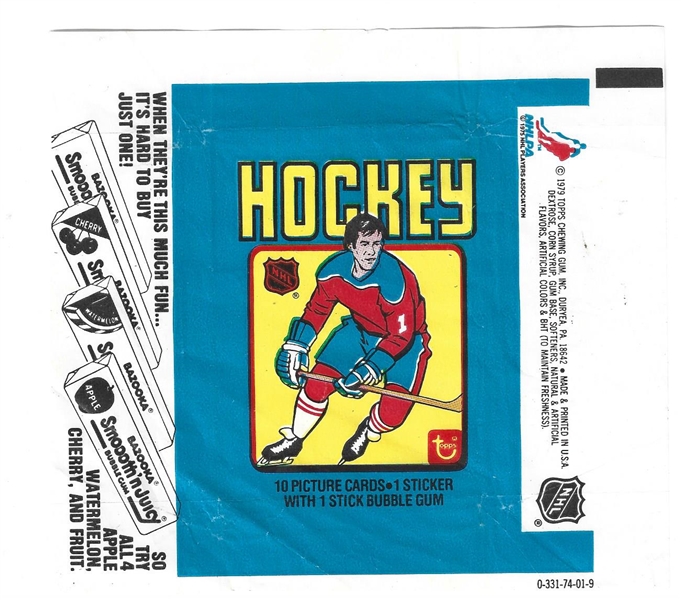 1979 Topps Hockey Wrapper with Ad Variation