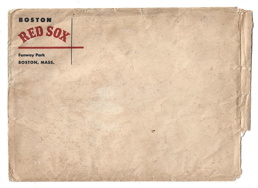 1960's Boston Red Sox Souvenir Mailing Sleeve