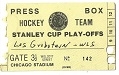 1970's Chicago Blackhawks (NHL) Stanley Cup Finals  Press Box Pass