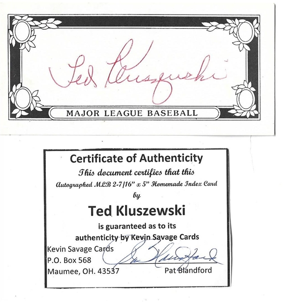 Ted Kluszewski (Cincinnati Reds) Autographed Home Made Postcard with COA