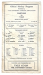 1938 Harvard vs. Yale (NCAA) Single Page Hockey Program