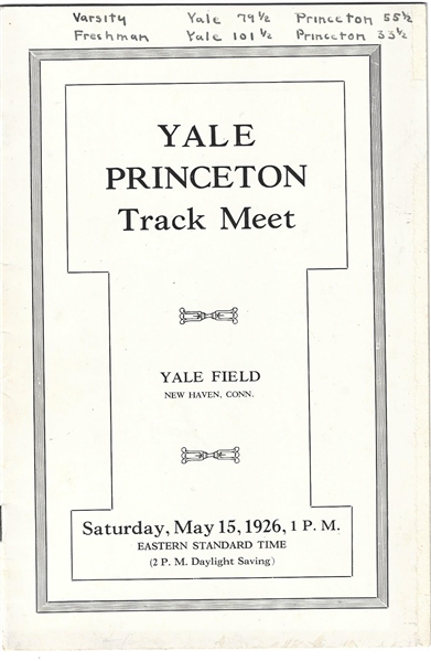 1926 Yale vs Princeton (NCAA) Track Meet Program 