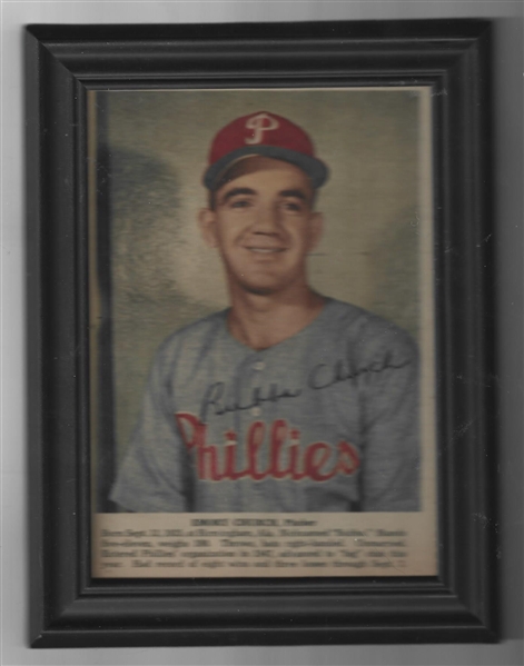 1950 Phillies Whiz Kids - Bubba Church - Inquirer Newspaper Color Player Portrait -  Framed 