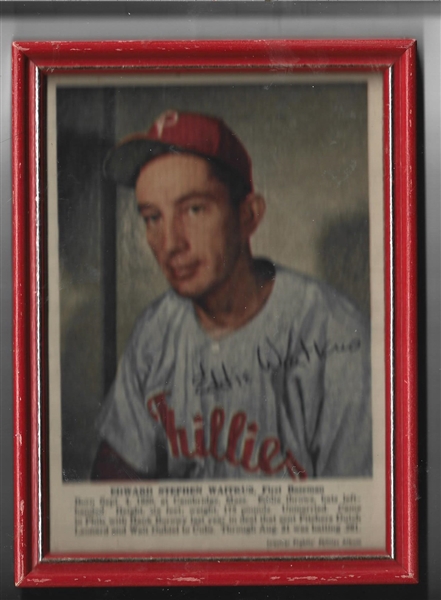 1950 Phillies Whiz Kids - Eddie Waitkus - Inquirer Newspaper Color Player Portrait -  Framed 