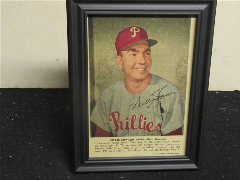 1950 Willie Puddin Head Jones Philadelphia Phillies Inquirer Newspaper Color Player Portrait Framed