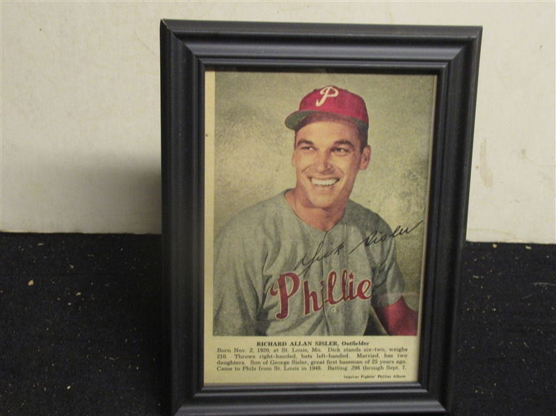 1950 Dick Sisler Philadelphia Phillies Inquirer Newspaper Color Player Portrait Framed