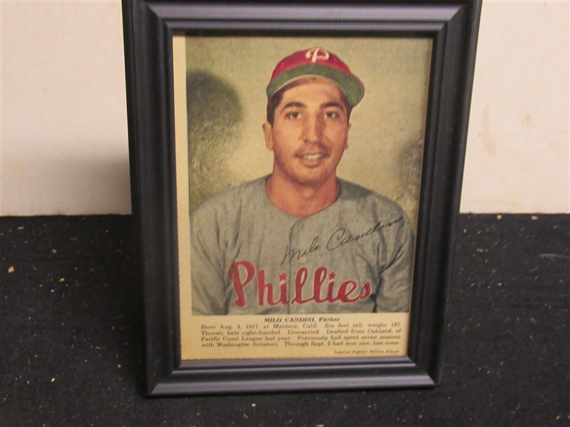 1950 Milo Candini Philadelphia Phillies Inquirer Newspaper Color Player Portrait Framed