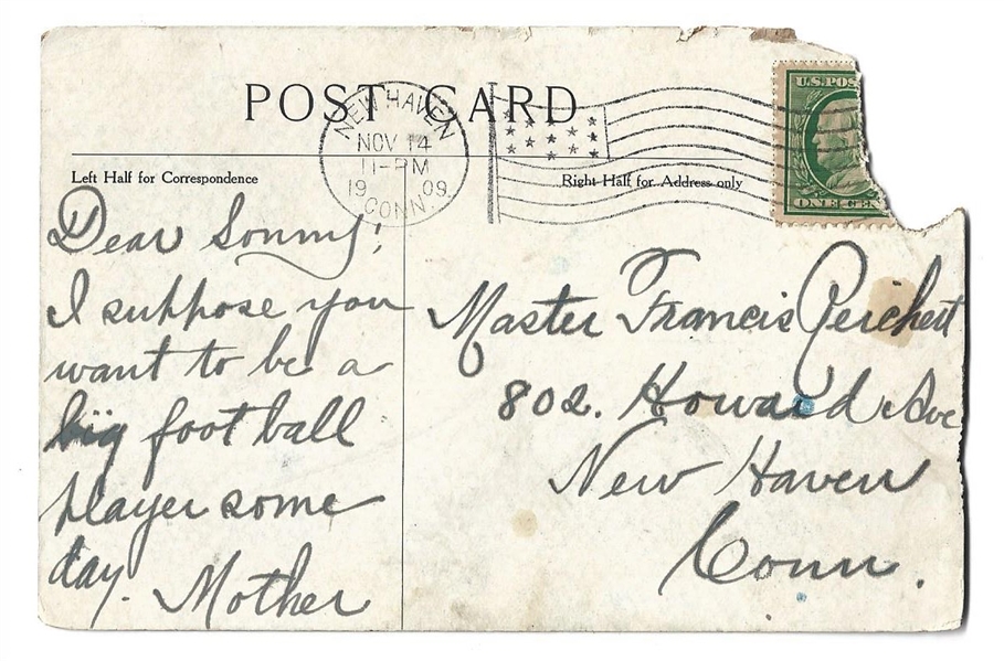 1909 Yale Bulldogs (Undefeated National Champions) Player Vignettes Postcard