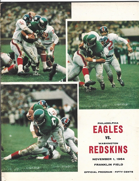 1964 Philadelphia Eagles (NFL) vs. Washington Redskins Official Program