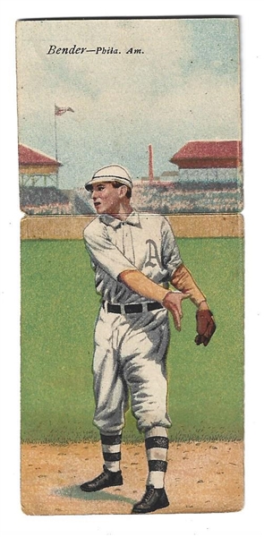 1911 Mecca Double Folder  - Chief Bender (HOF) & Rube Oldring- Baseball Card
