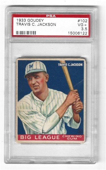1933 Travis Jackson (HOF) Goudey Baseball Card - PSA Graded 3.5