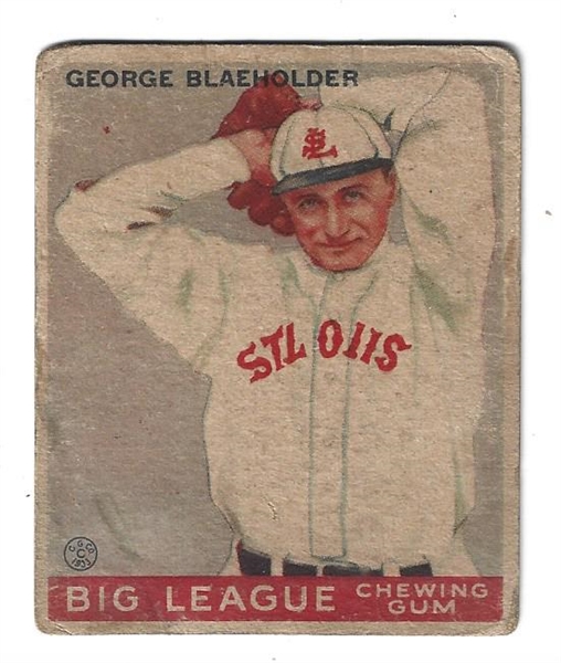 1933 George Blaeholder (St. Louis Browns) Goudey Baseball Card
