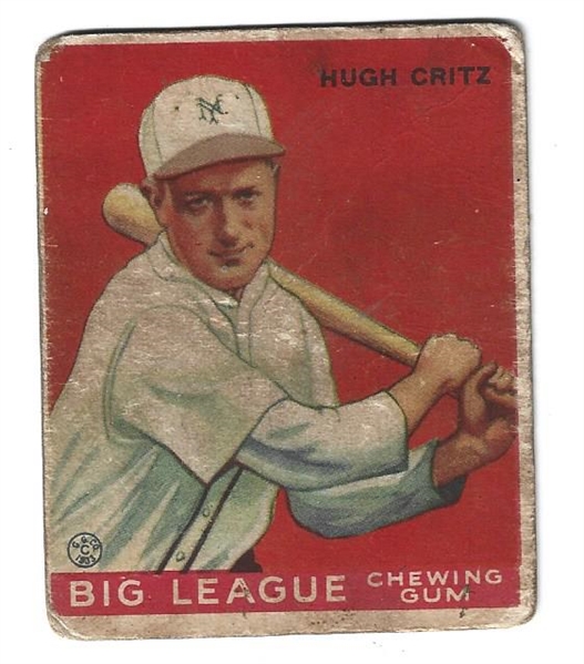 1933 Hugh Critz (NY Giants) Goudey Baseball Card