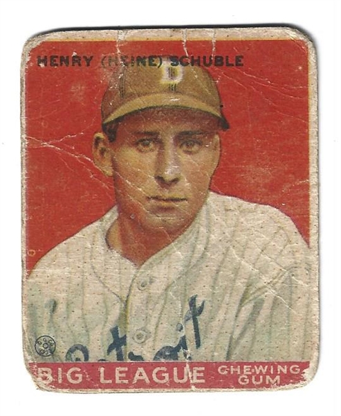 1933 Henry (Heinie) Schuble Goudey Baseball Card