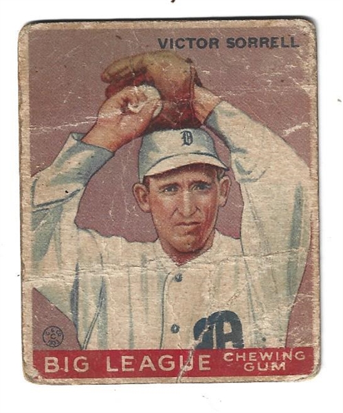1933 Victor Sorrell (Detroit Tigers) Goudey Baseball Card