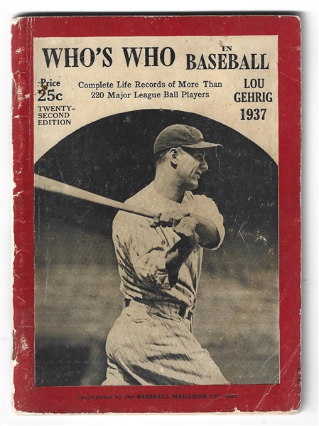 1937 Who's Who in Baseball - Lou Gehrig (HOF) - Cover