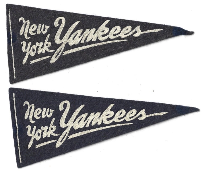 1950's NY Yankees Smaller Size Pennants Lot of (2) 