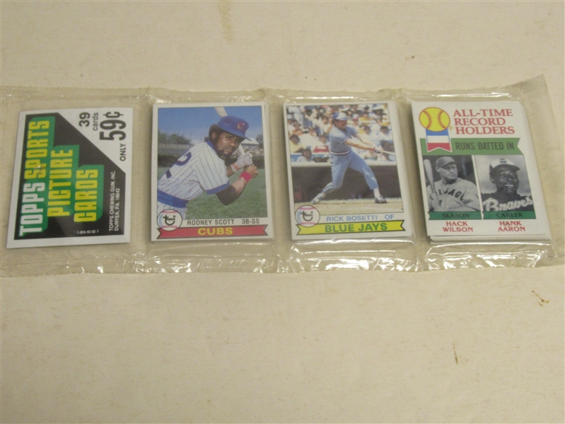 1979 Topps Baseball 59 Cent Rack Pack with Aaron/Hack Wilson RBI Card on Top 