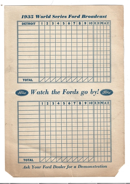 1935 World Series (Detroit Tigers vs. Chicago Cubs) Generic (4) Scorecard