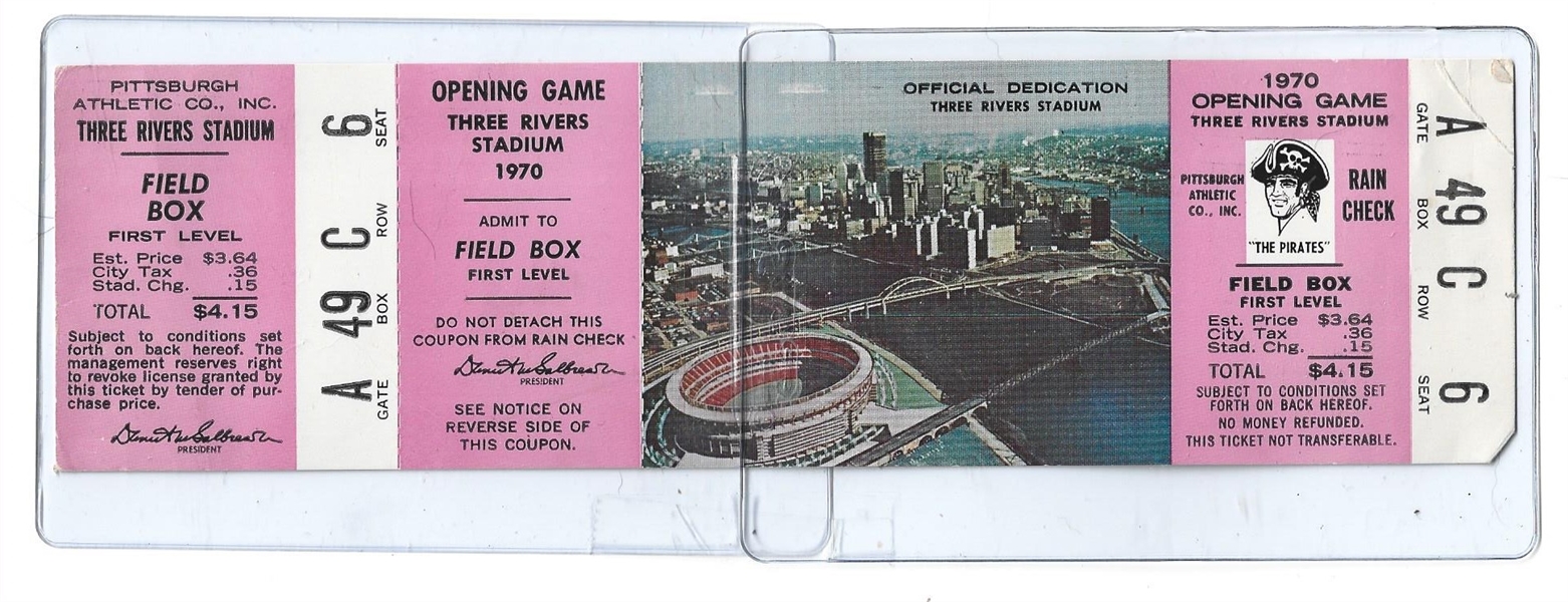 1970 Three Rivers Stadium (Pittsburgh Pirates) Opening Day Ticket 