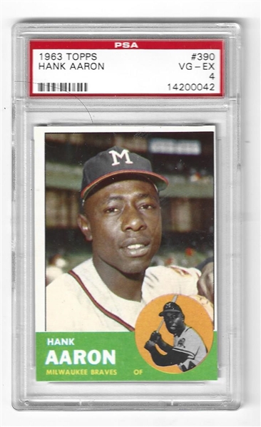 1963 Hank Aaron (HOF) Topps Baseball Card - PSA Graded 4 
