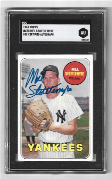 1969 Mel Stottlemyre (NY Yankees) SGC Certified Autograph - Topps Baseball Card