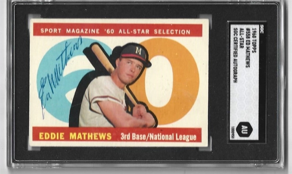 1960 Eddie Mathews (HOF) Topps Baseball Card SGC Certified Autograph 