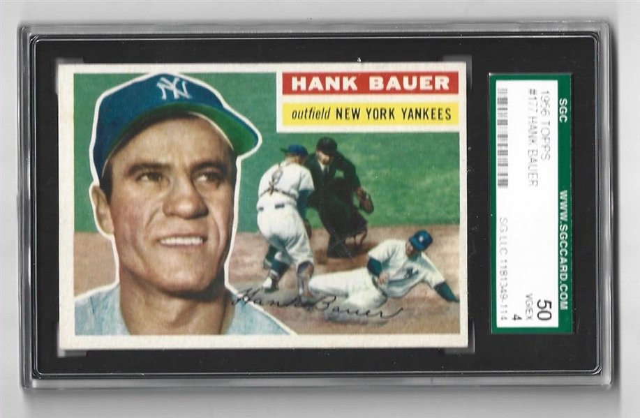 1956 Hank Bauer (NY Yankees) SGC Graded 50- Vg/Ex 4 Topps Baseball Card 