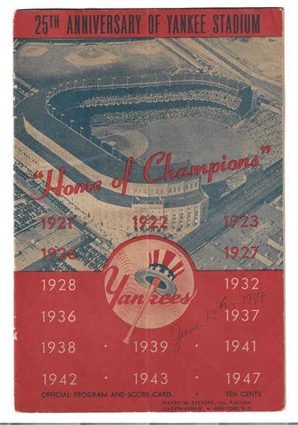 1948 NY Yankees - Babe Ruth's # 3 is Officially Retired - Game Program (June 13, 1948) 