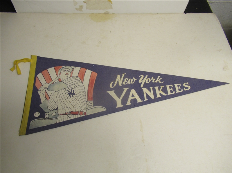 Circa 1950's NY Yankees - Babe Ruth (HOF) Likeness Graphic - Full size Felt Pennant