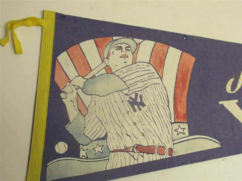 Circa 1950's NY Yankees - Babe Ruth (HOF) Likeness Graphic - Full size Felt Pennant